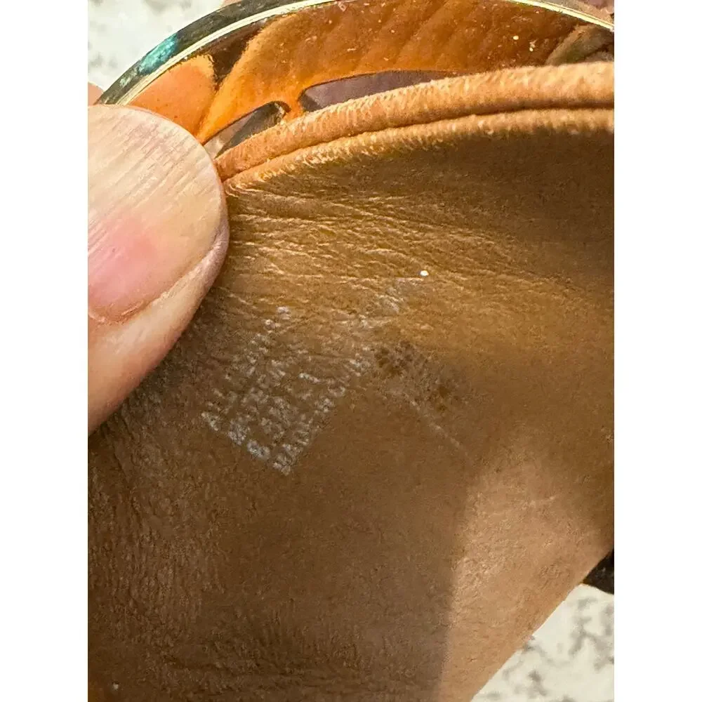 Tory Burch Miller Sandals Size 8.5 Brown Leather Logo Thong Sandals Leather - Picture 5 of 5